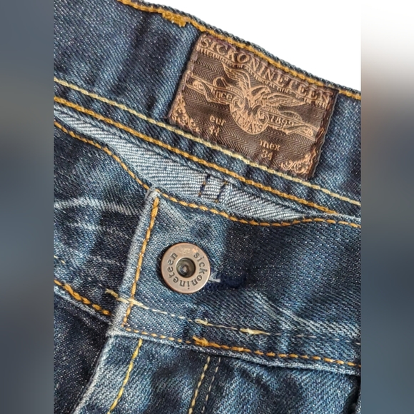 Sicko Nineteen Distressed Denim Blue Jeans Size 34 x 33 Button Fly Mens Womens - Picture 3 of 10
